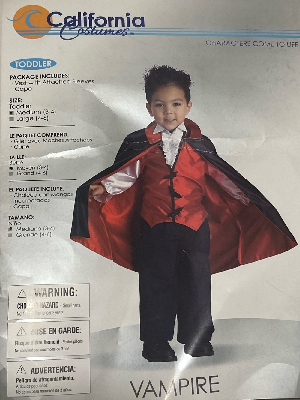 California Costumes Toddler Vampire Outfit - Red and Black